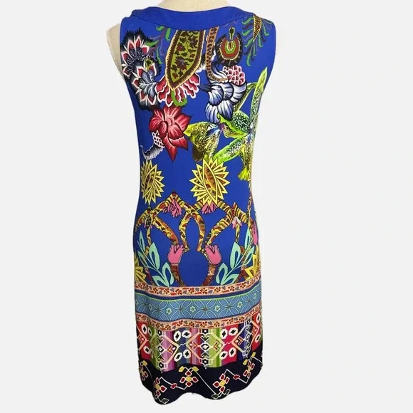 Desigual Octubre Blue Sheath Midi dress Sleeveless Multi Colour Print Medium‎ - Picture 3 of 10